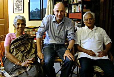 Heinz Gabathuler with Valli (left) and Chandru (right) in Bangalore, May 2015
